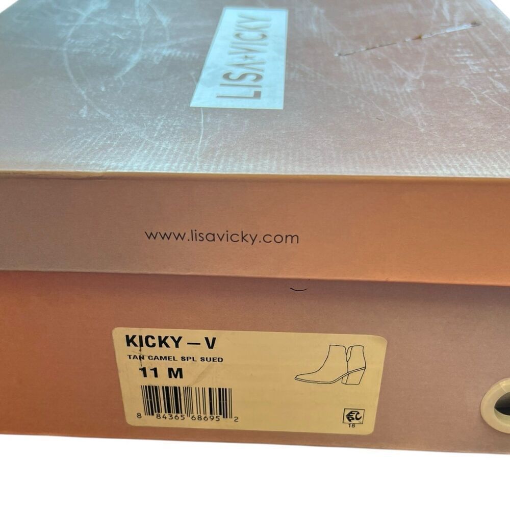 Lisa Vicky Tan Camel Split Kicky Suede Bootie 11 - Picture 4 of 4